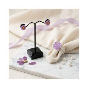 Flower Ring and Stud Earrings Jewelry Set for Women